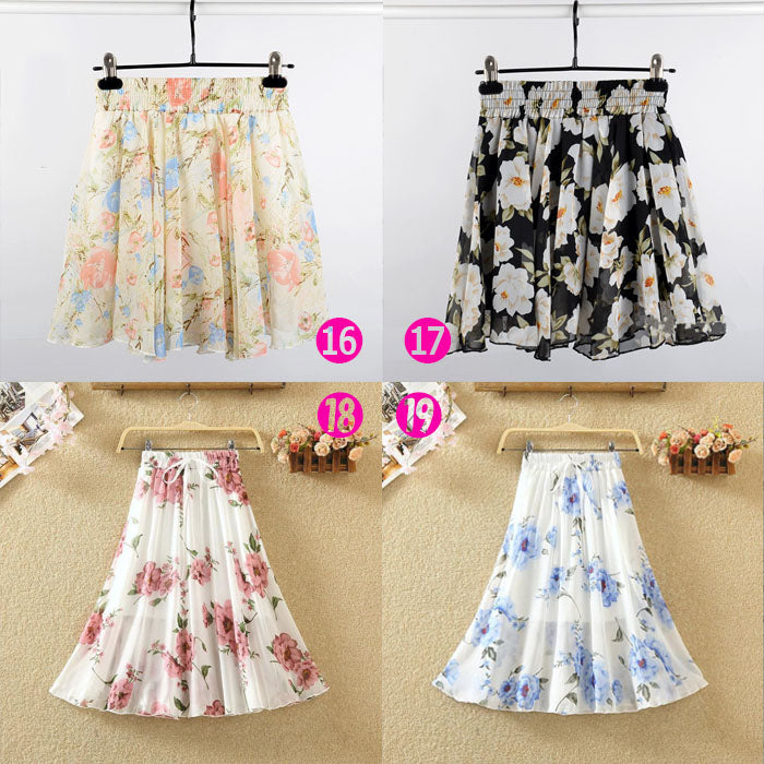 花柄シフォンスカート(00048)