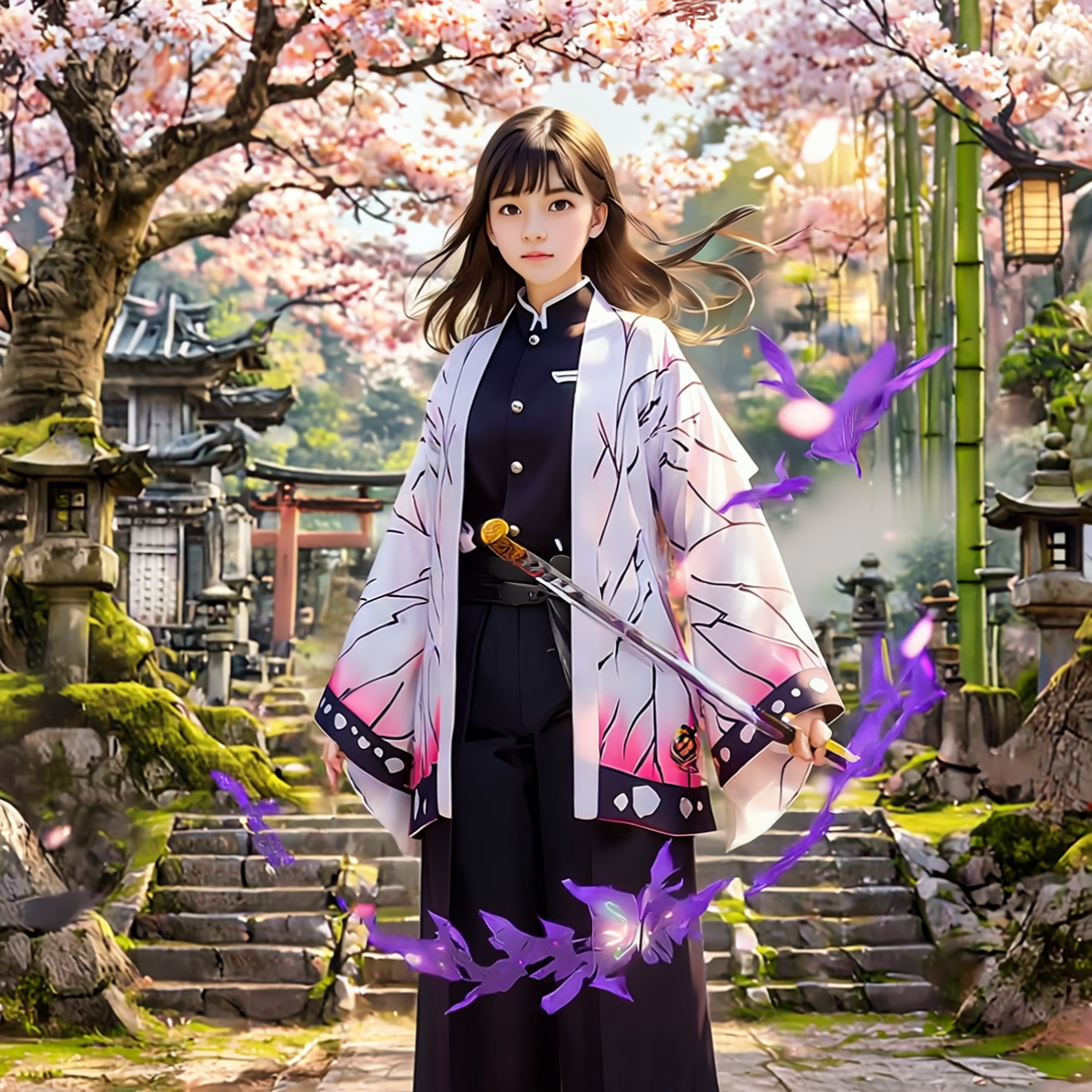 コスプレ コスチューム 鬼滅 刃 胡蝶しのぶ 仮想 ハロウィン(90036)