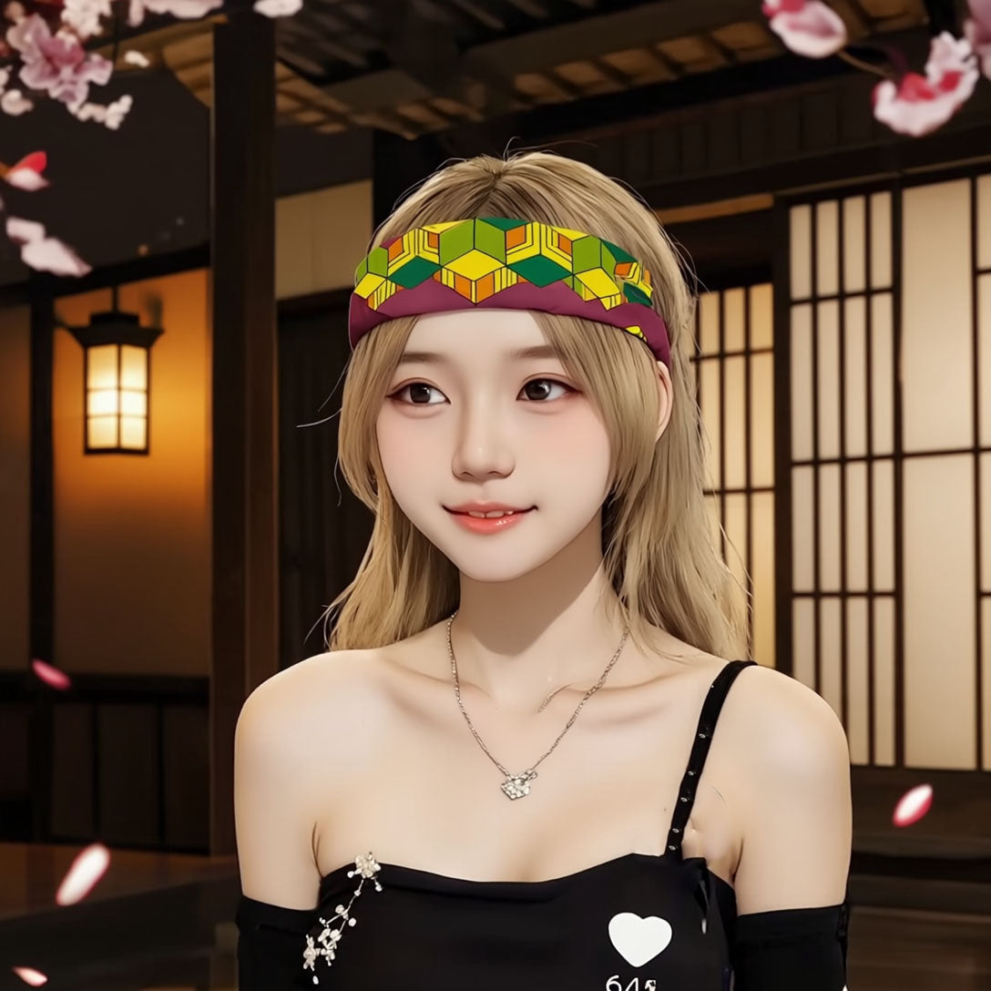 バンダナ ヘッドギア ヘッドバンド コスプレ コスチューム 鬼滅の刃風 (90060)