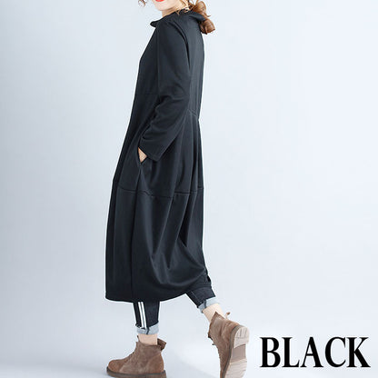 綿麻ロングワンピース ロング丈 マキシ丈 秋冬 レディース(10007)