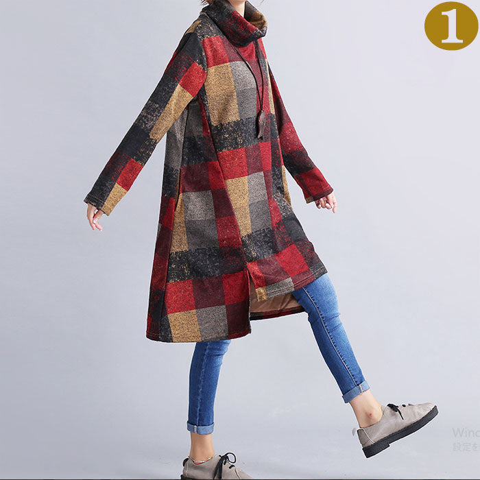 エスニックワンピース ひざ丈 ミディアム丈 秋冬 レディース(10010)