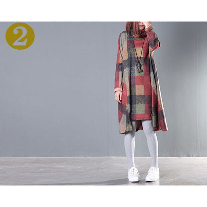 エスニックワンピース ひざ丈 ミディアム丈 秋冬 レディース(10010)