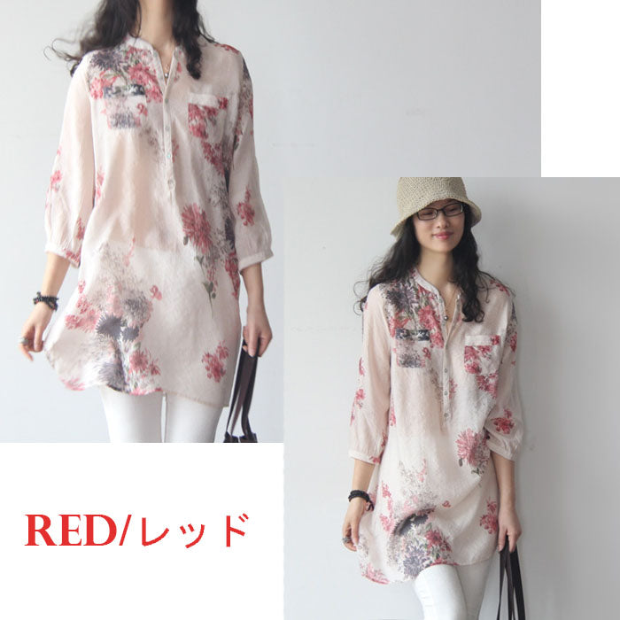花柄ロングシャツ(10024)