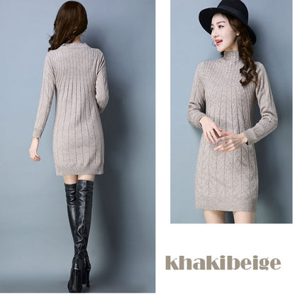 裏起毛ニットワンピース セーター チュニック トップス レディース(10122)