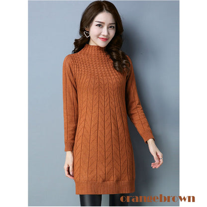 裏起毛ニットワンピース セーター チュニック トップス レディース(10122)