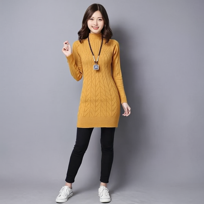 裏起毛ニットワンピース セーター チュニック トップス レディース(10122)