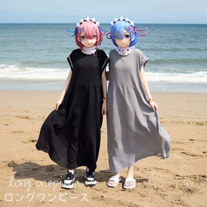 ロングワンピース レディース マタニティ 半袖 春夏(10300)
