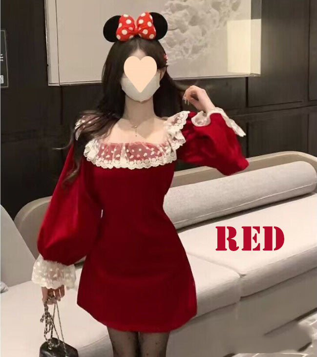 クリスマス風ワンピース  上品 レディース(10312)