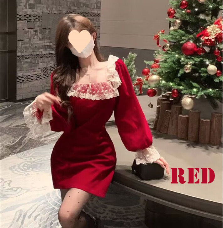 クリスマス風ワンピース  上品 レディース(10312)