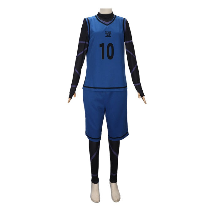 ユニフォーム サッカー トレーニングウェア ブルー  インナー ロック風(90033)
