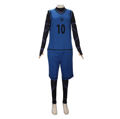 ユニフォーム サッカー トレーニングウェア ブルー  インナー ロック風(90033)
