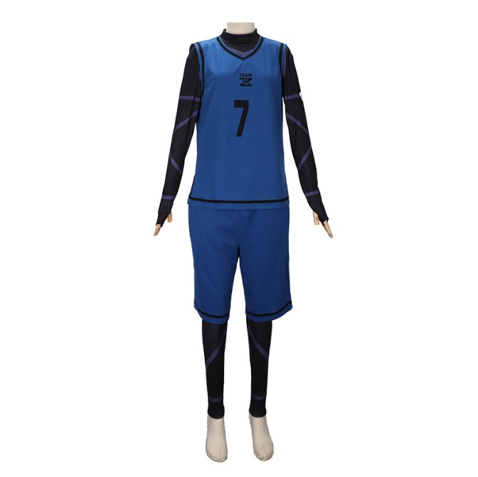 ユニフォーム サッカー トレーニングウェア ブルー  インナー ロック風(90033)