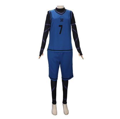 ユニフォーム サッカー トレーニングウェア ブルー  インナー ロック風(90033)