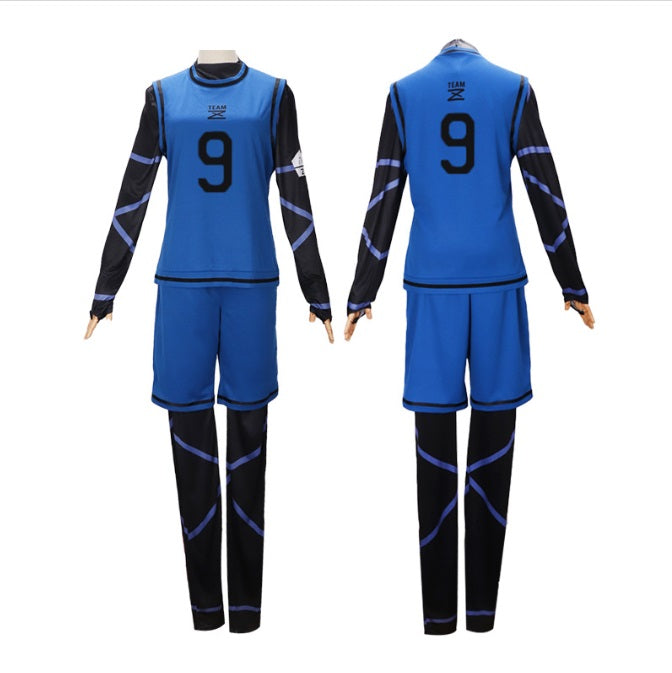 ユニフォーム サッカー トレーニングウェア ブルー  インナー ロック風(90033)