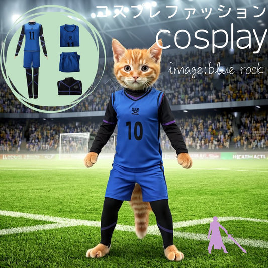 ユニフォーム サッカー トレーニングウェア ブルー  インナー ロック風(90033)