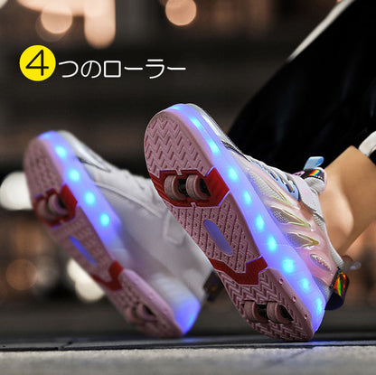 光るローラースケートシューズ キッズ 子ども 女の子 男の子 LED (90074)